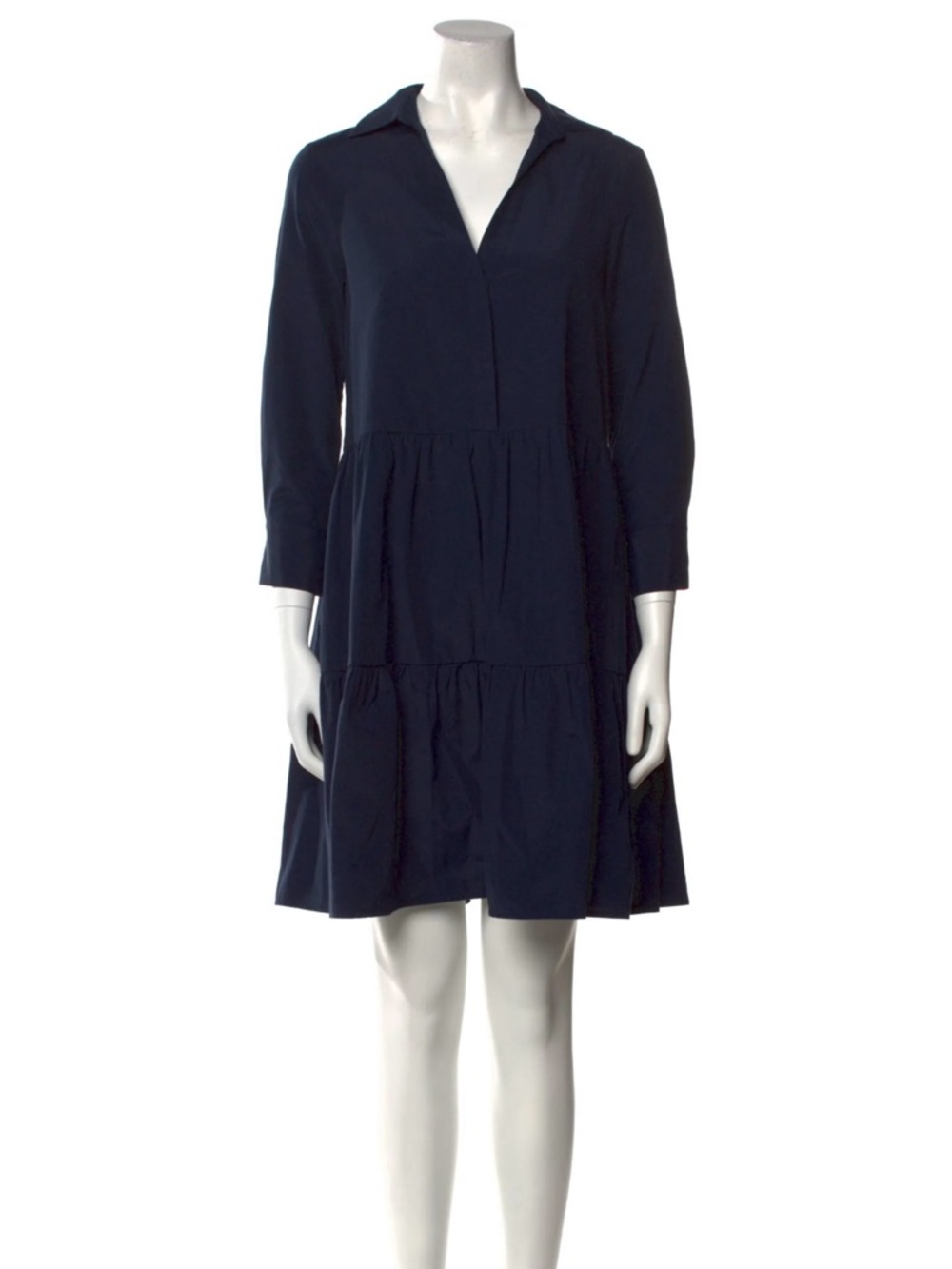 Brochu Walker Navy Long-Sleeve Tiered Shirt Dress